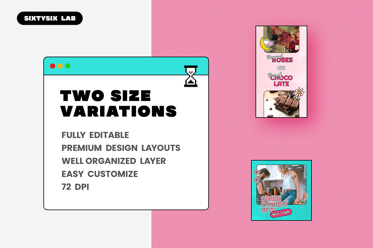 Pop Era 90s - Valentine’s Day, a Social Media Template by Sixtysix Labs (Photo 7 of 10)