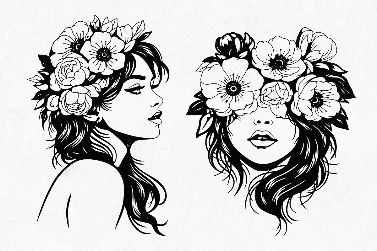 Floral Girl Illustration, a Person Illustration by Tekuni (Photo 5 of 9)