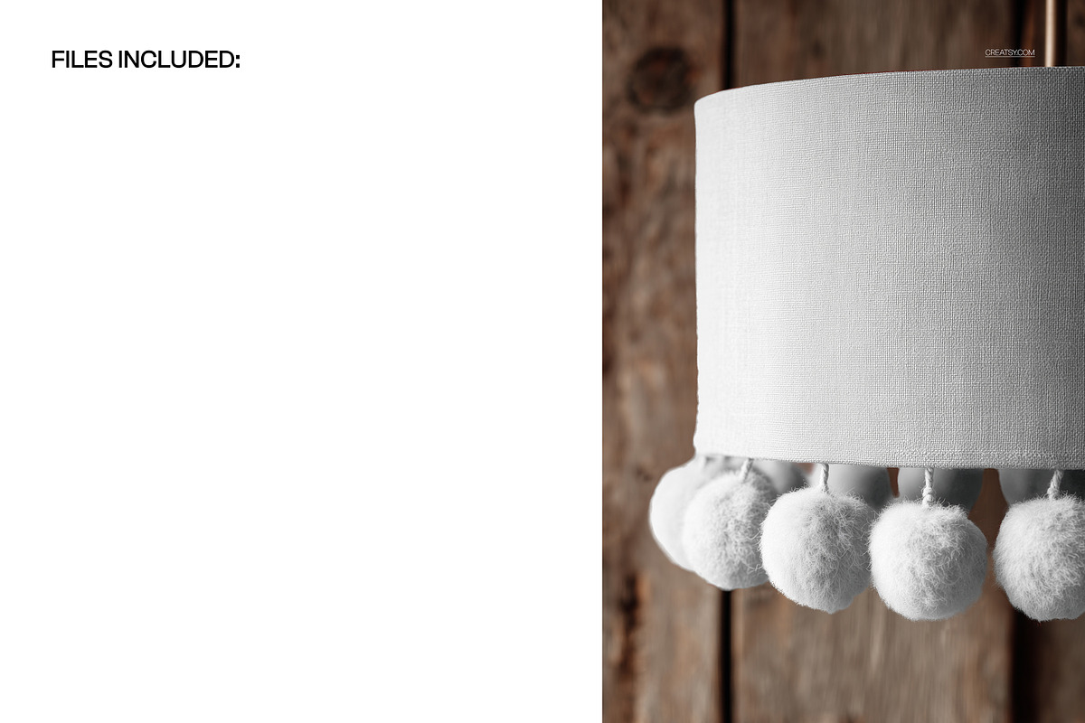 Lampshade with Pom Pom Fringe Mockup, a Household Mockup by creatsy5 (Photo 2 of 5)