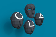 Mask Squid Game 3D model template, a Graphic by PolyFish (Thumbnail 2 of 7)