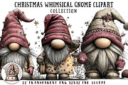 Christmas Whimsical Gnome Clipart, an Illustration by OK Design (Thumbnail 1 of 6)