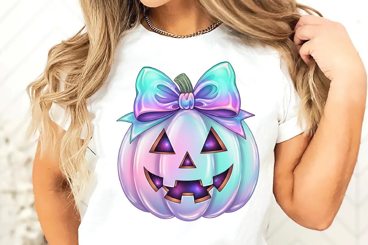 Iridescent Ghost Pumpkin PNG T-Shirt, an Illustration by Watercolor design (Photo 3 of 3)