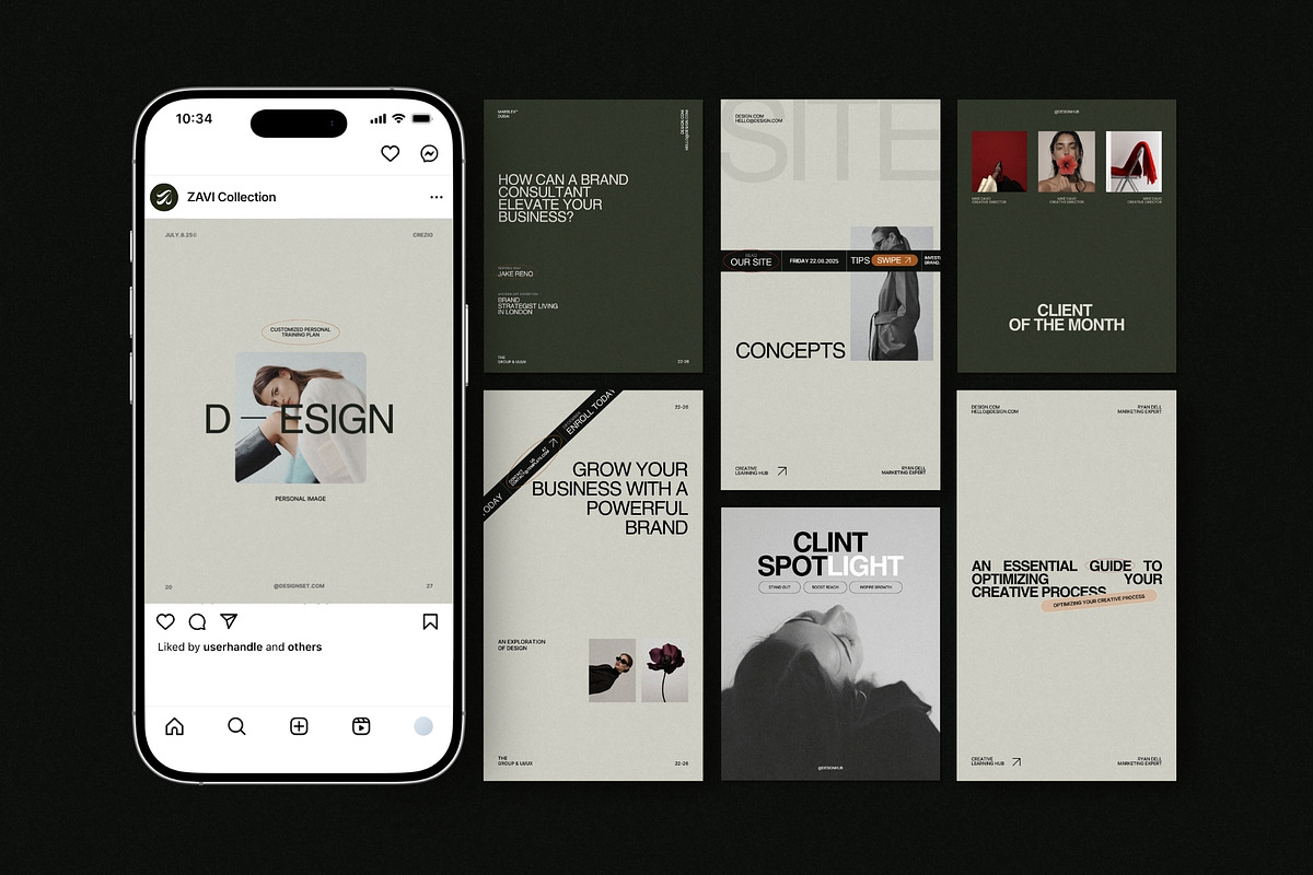 ZAVI | Instagram Post & Story (III), a Social Media Template by The Aesthetic Studio (Photo 1 of 10)