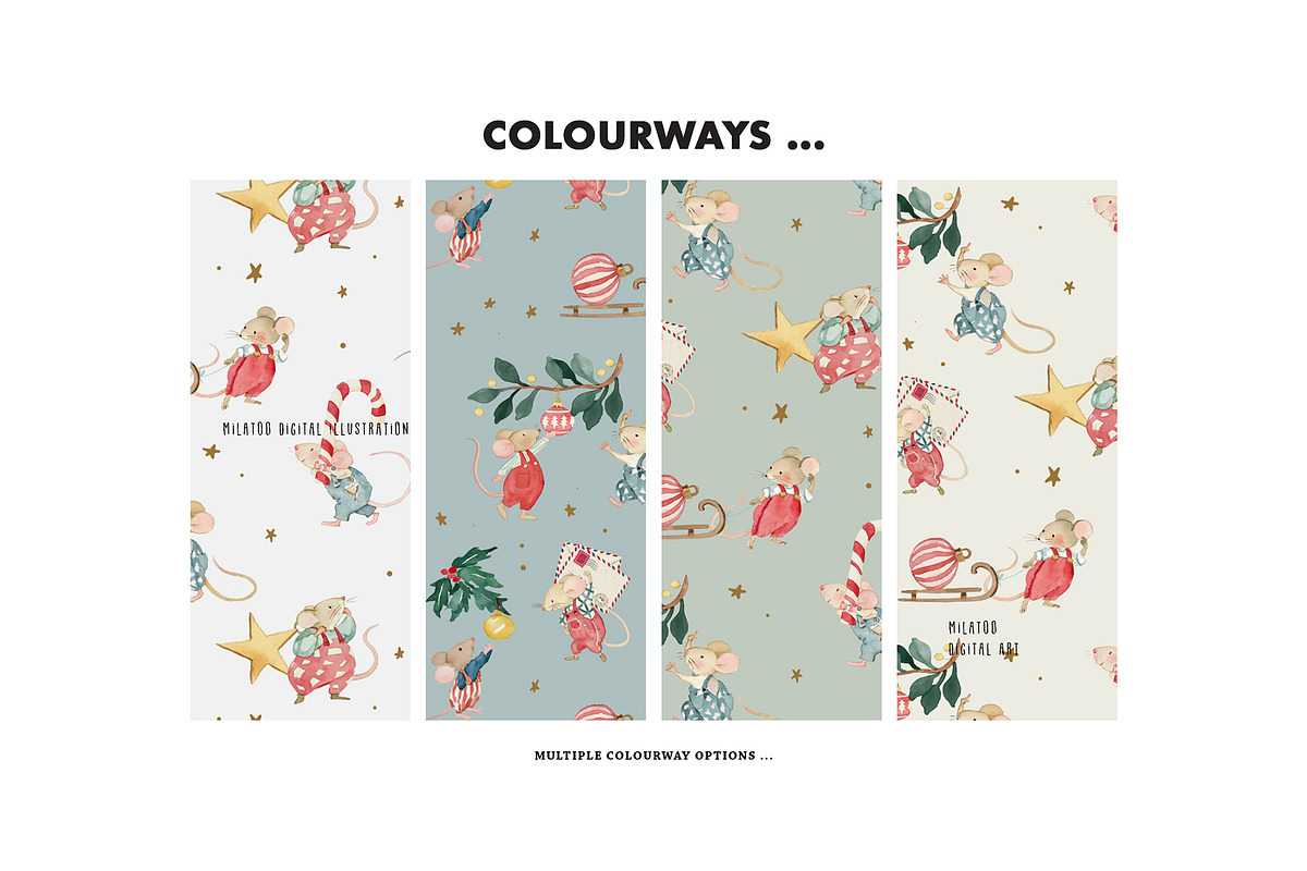 Christmas Mouse Holiday pattern, a Pattern Graphic by Milatoo (Photo 3 of 4)