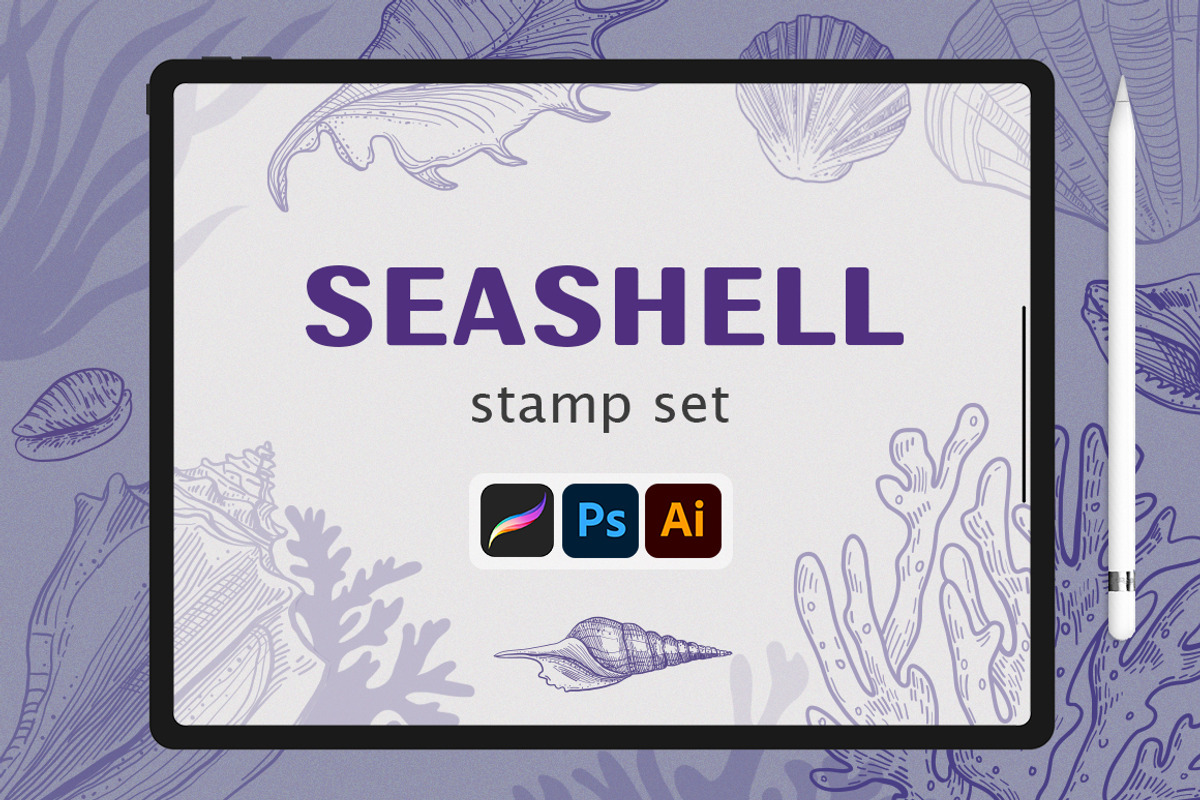 Procreate - Seashell Stamps, a Brush Add-On by ms Julia Nova (Photo 1 of 4)