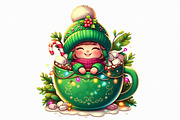 Watercolor Hot Cocoa Girl Gnomes, an Illustration by Libby Wishes (Thumbnail 6 of 8)