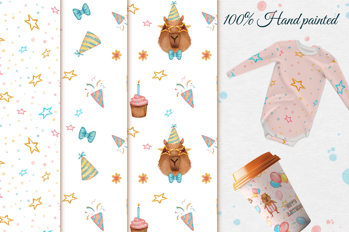 Capybara Birthday Clipart Set, an Animal Illustration by ZabolotnaArt (Photo 8 of 10)