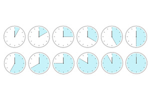 Cock faces with various time, an Object Illustration by Lemberg Vector