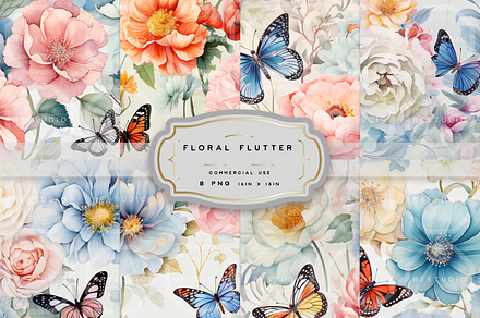FLORAL FLUTTER. Seamless Pack