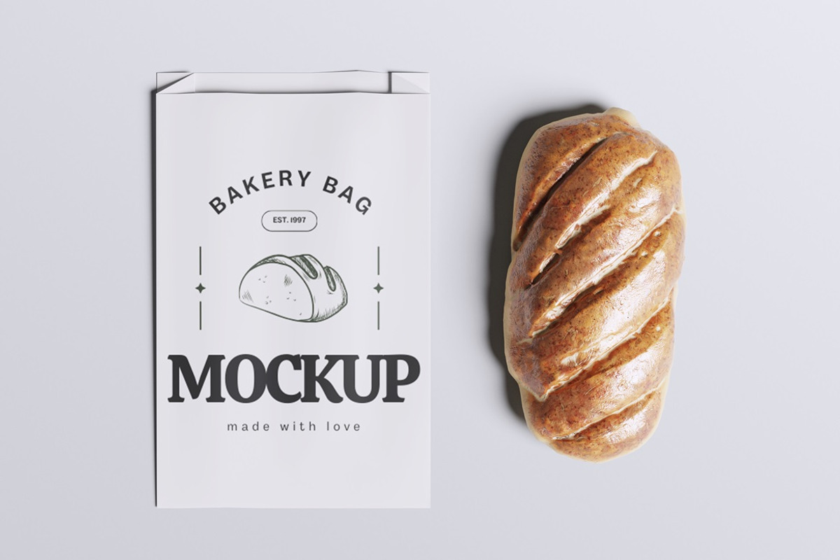Bakery Bag Mockup, an Advertising Mockup by HanaSaka_Studio (Photo 4 of 5)