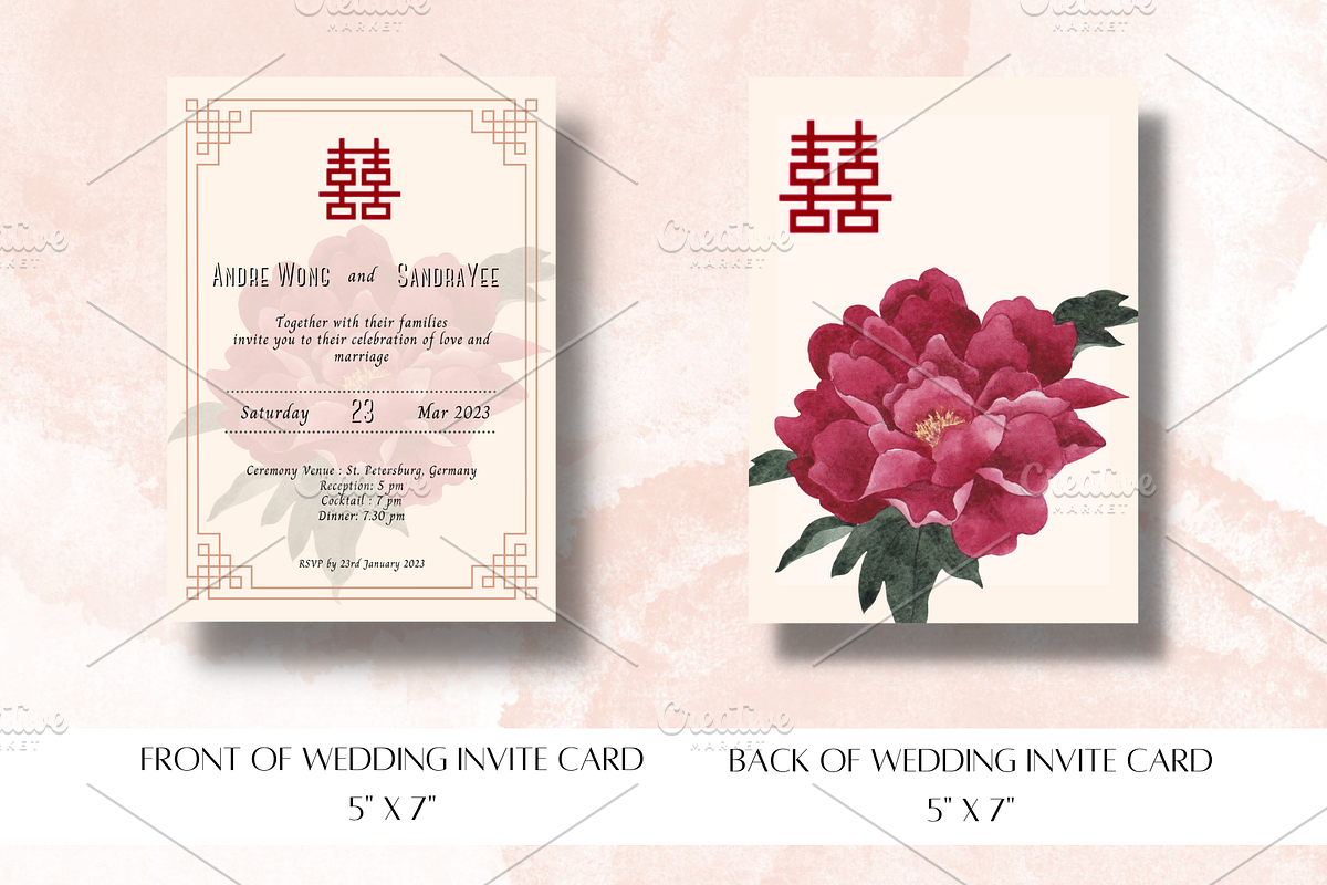 Asian Floral Wedding Invite - F4A, an Invitation Template by YeeqsWedding (Photo 3 of 6)
