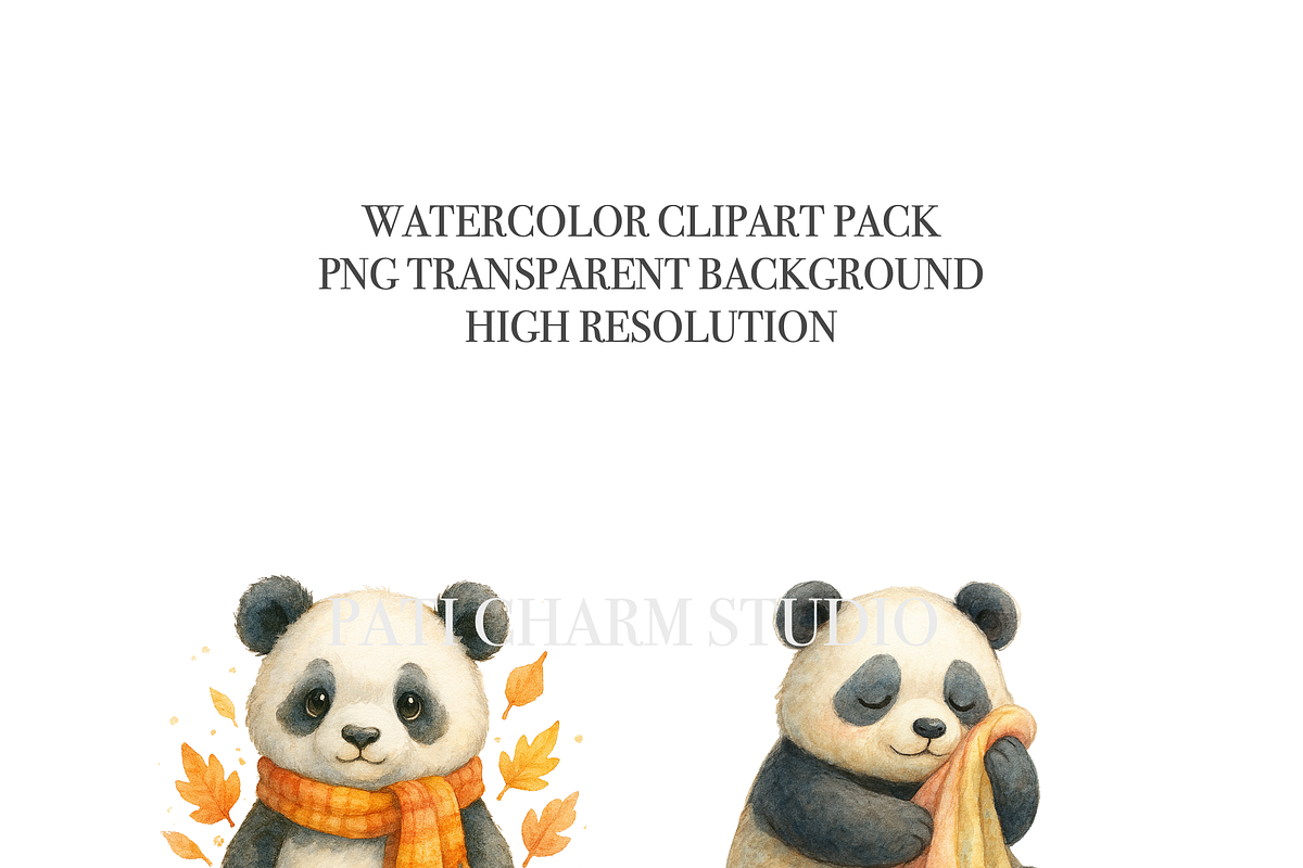 25 Cute Panda Clipart, an Animal Illustration by Pati Charm Studio (Photo 4 of 8)