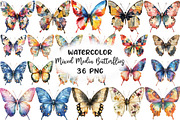 Mixed Media Butterflies Printable, an Illustration by CraftArtStudio (Thumbnail 1 of 6)