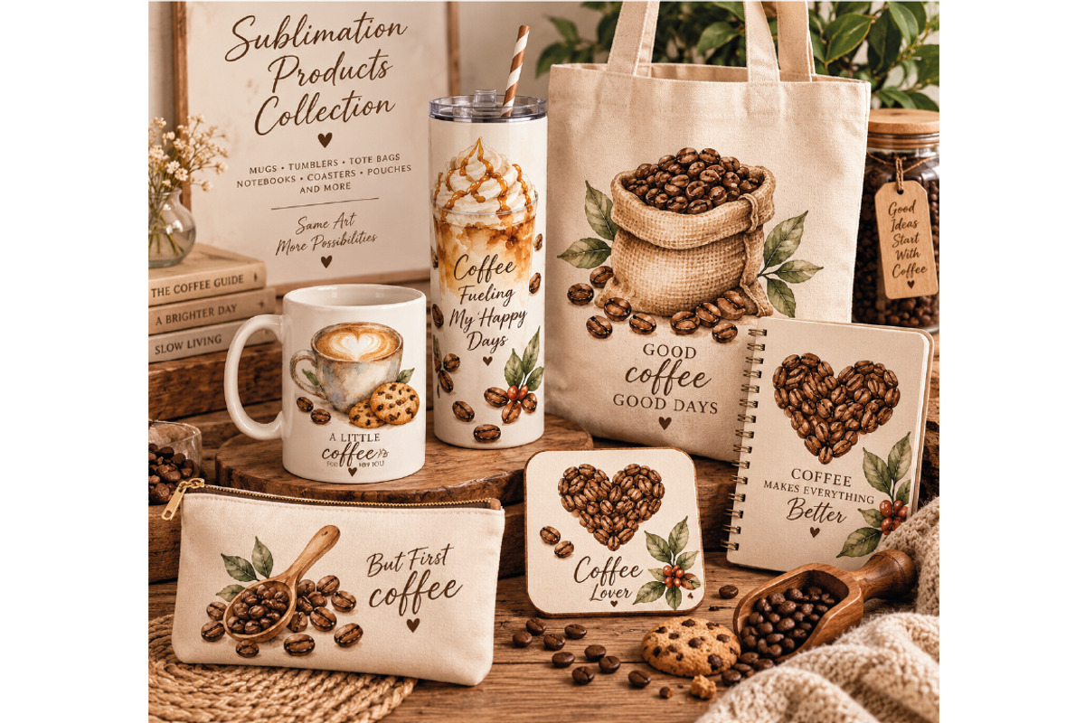 Watercolor Coffee Clipart Bundle PNG, a Food Illustration by Villa 11 Estudio (Photo 5 of 7)