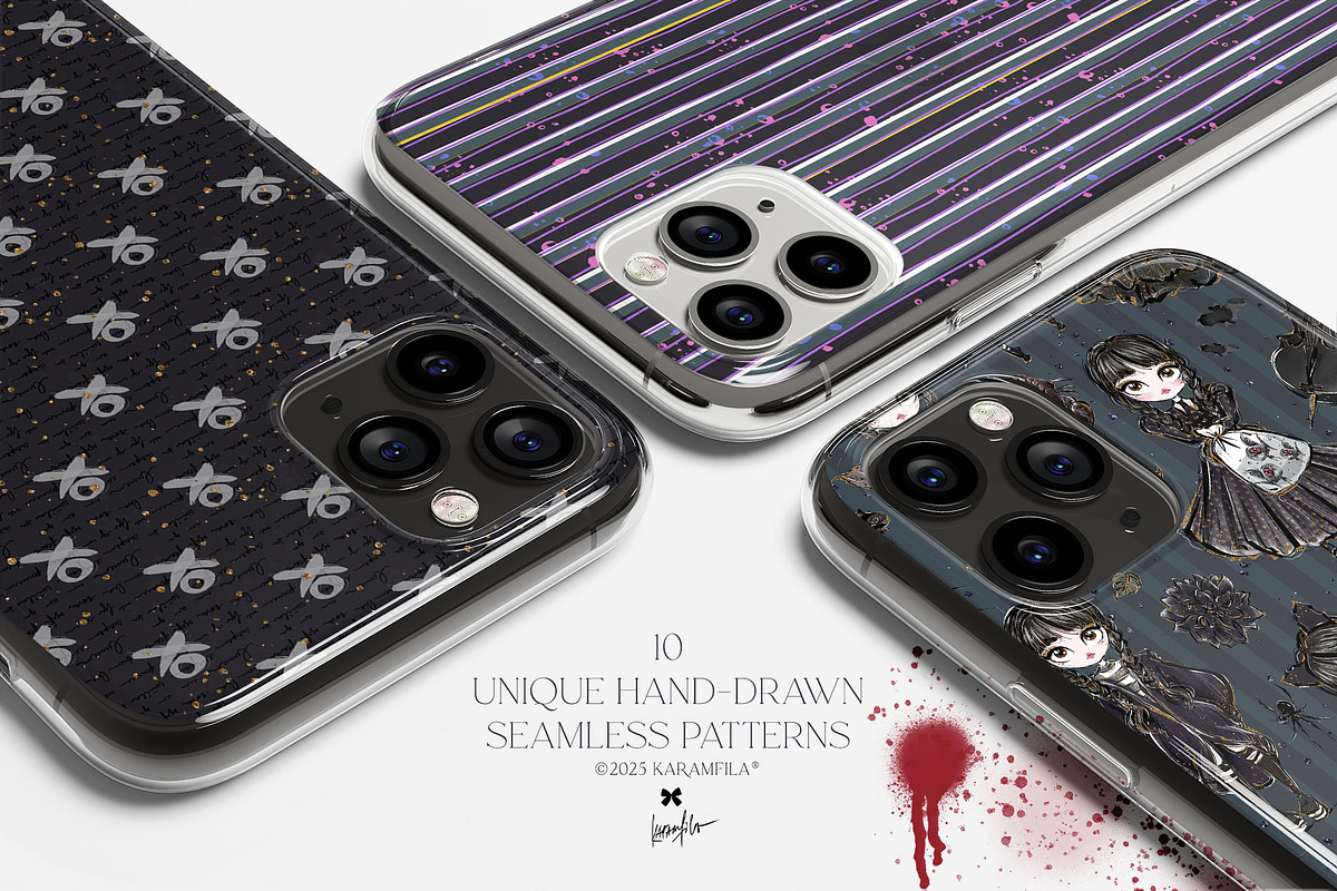Gothic School Nerd Girl Patterns, a Pattern Graphic by KaramfilaS (Photo 11 of 17)