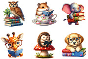 Animals Love Reading Clipart, an Illustration by cherrydesign (Thumbnail 2 of 4)