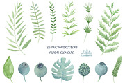 Big green set in watercolor., a Texture Illustration by BrushArtDesigns (Thumbnail 2 of 9)