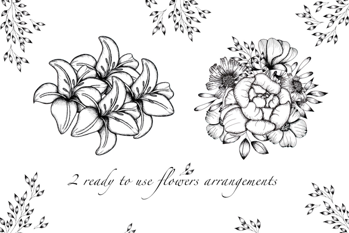 Black and White Botanical Collection, an Illustration by TanataDesign (Photo 4 of 8)