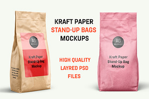 Kraft Paper Stand-Up Bag Mockup