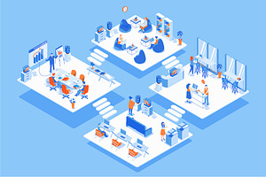 Isometric Office Illustrations Pack