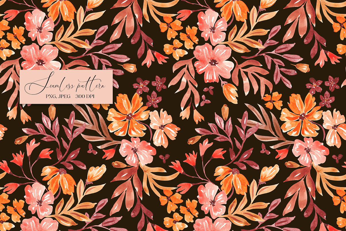 Fall floral seamless pattern, a Pattern Graphic by SirenaArt (Photo 8 of 19)