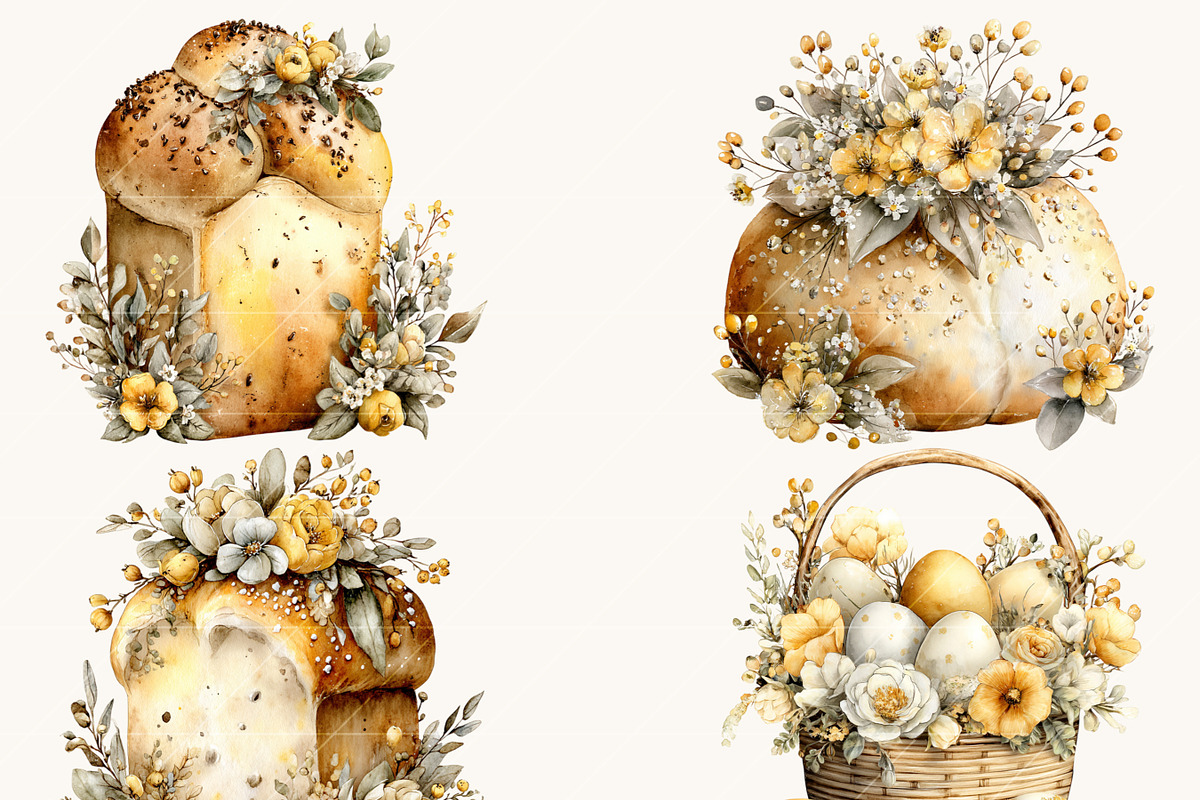 Watercolor Farmhouse Easter Clipart, an Object Illustration by BusyDaydesign (Photo 5 of 9)