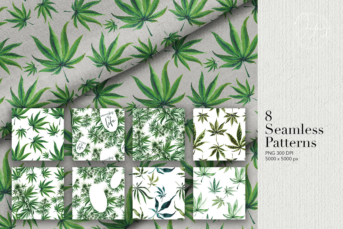 I Love Cannabis - Watercolor Set, an Object Graphic by Jeanina Vlad (Photo 9 of 13)