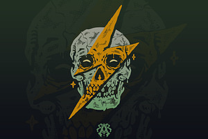 The Lightning Skull Vintage Style