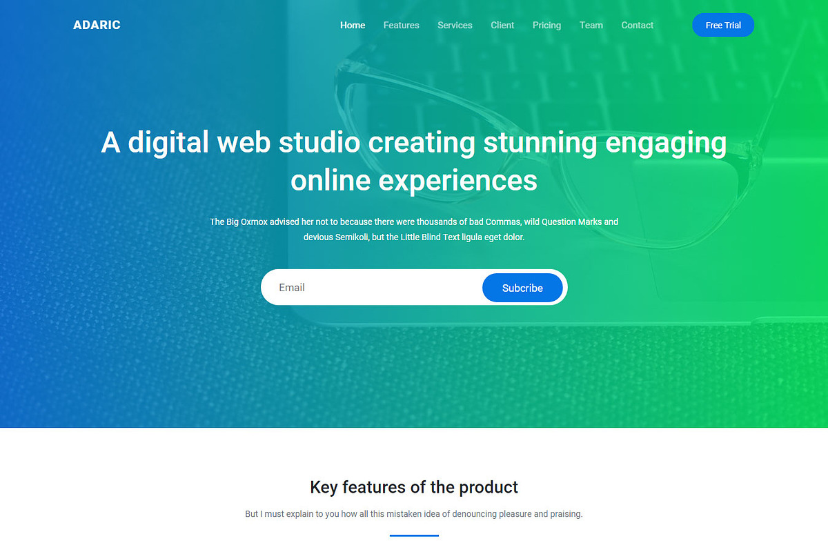 Adaric - Landing Page Template, a HTML Template by Pichforest Studio (Photo 3 of 6)