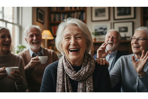 Joyful senior group sharing warm, a Person Photo by Igor Tichonow