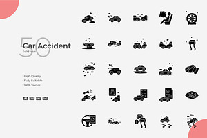Car Accident Solid Icons, an Icon by Bloodline