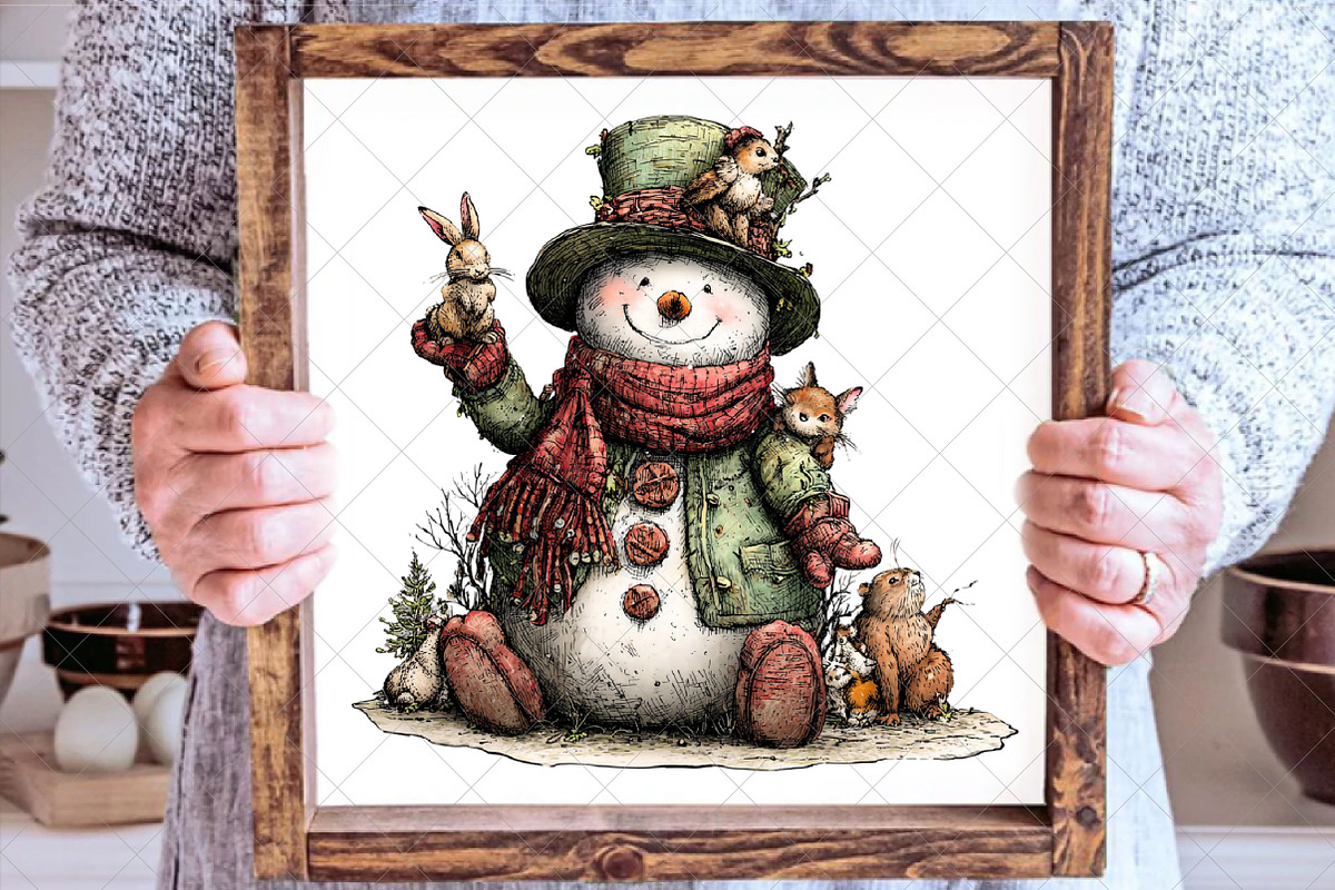 Whimsical Christmas Snowman Clipart, an Illustration by SinaCreation (Photo 5 of 6)