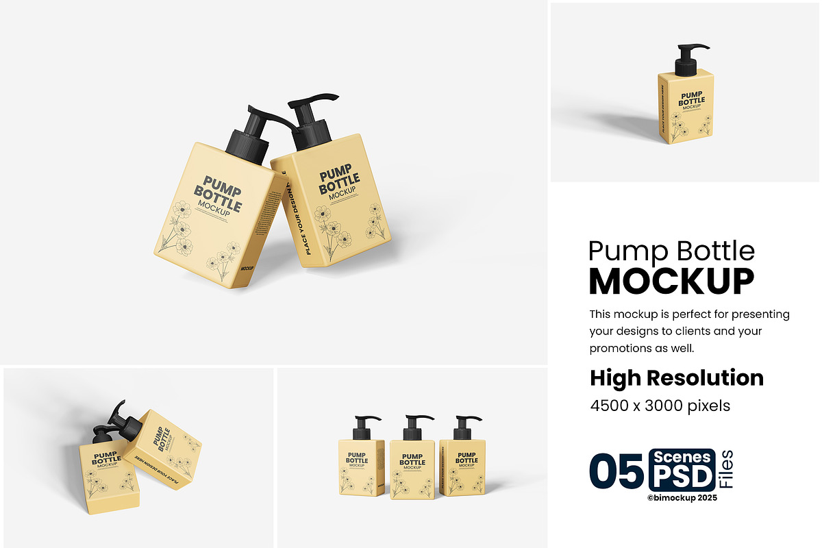 Pump Bottle Mockup, a Packaging Mockup by bimockup (Photo 1 of 6)