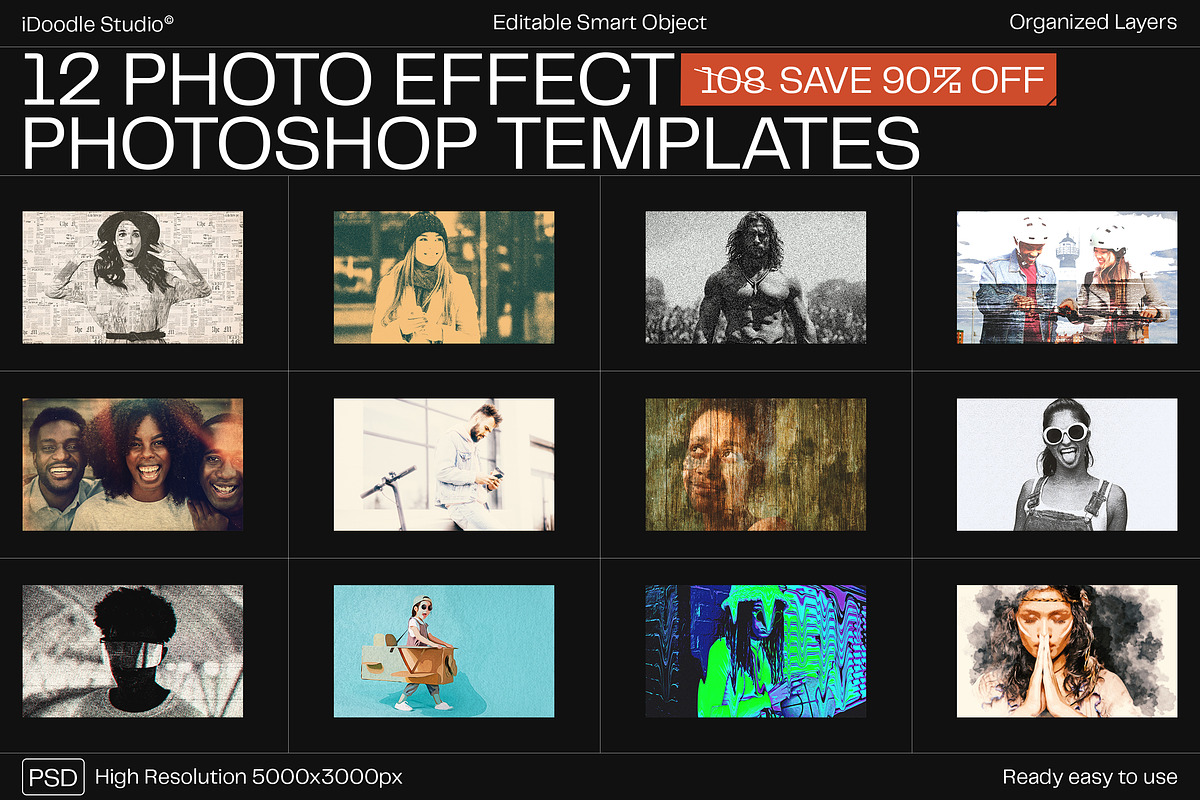 12 Photo Effect Templates, a Layer Style Add-On by iDoodle Studio ...