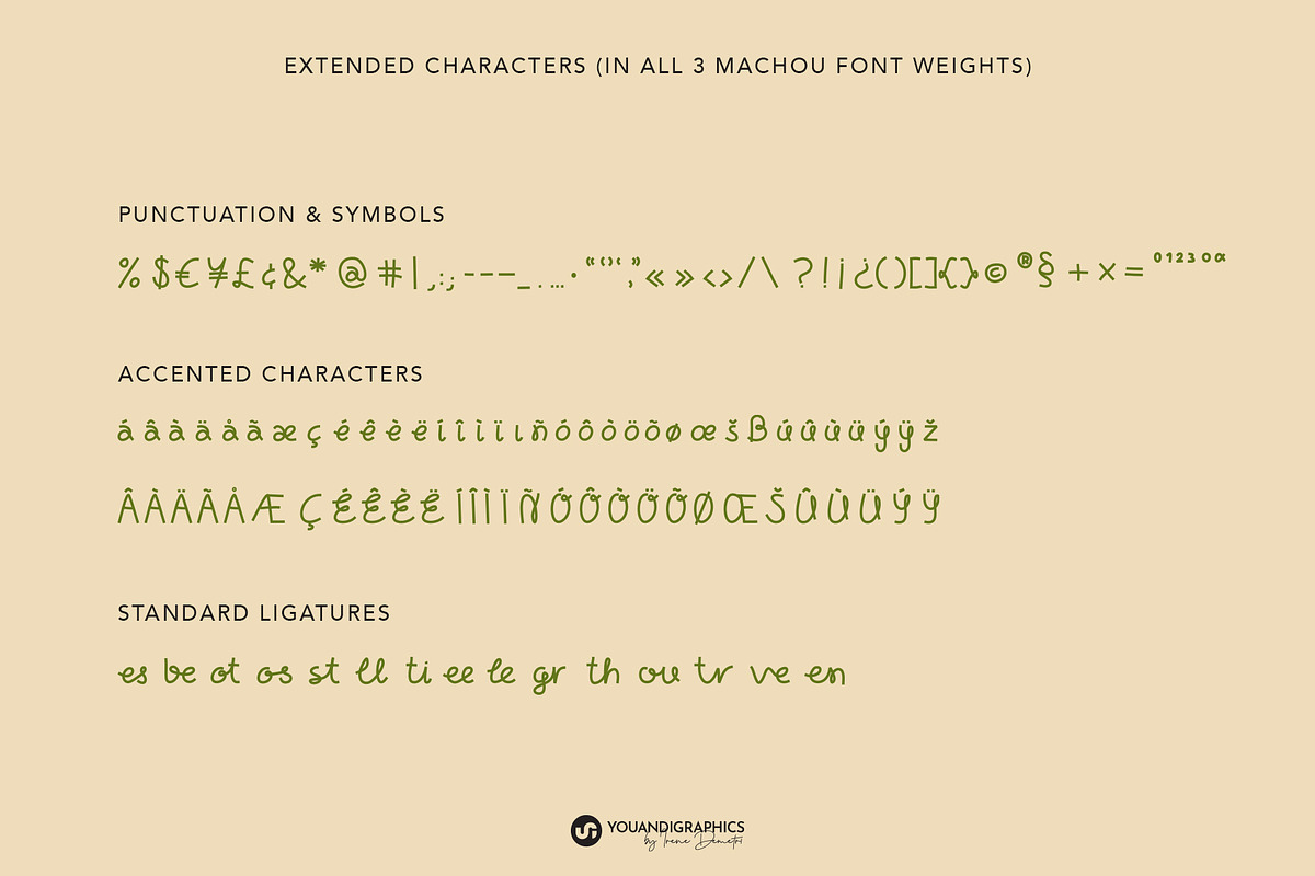 Machou Display Font in 3 Weights, a Sans Serif Font by Youandigraphics (Photo 10 of 12)