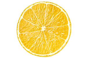 Lemon fruit slice isolated on white, a Food & Drink Photo by BOOCYS