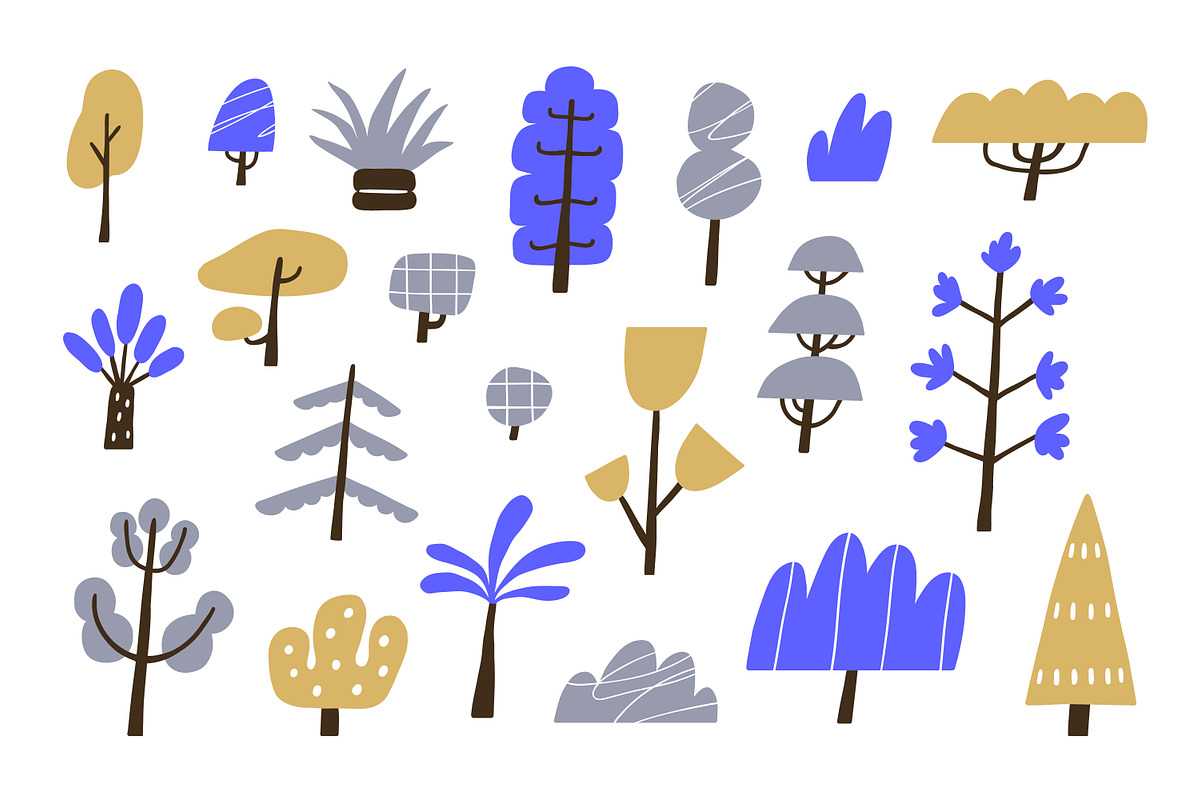 Abstract doodle forest trees set, an Illustration by Good Studio (Photo 2 of 4)