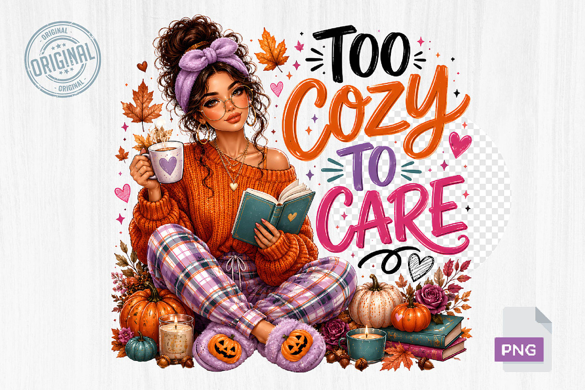 Cozy Autumn Girl Quotes Fall PNG, a Seasonal Illustration by CreationArt (Photo 6 of 6)