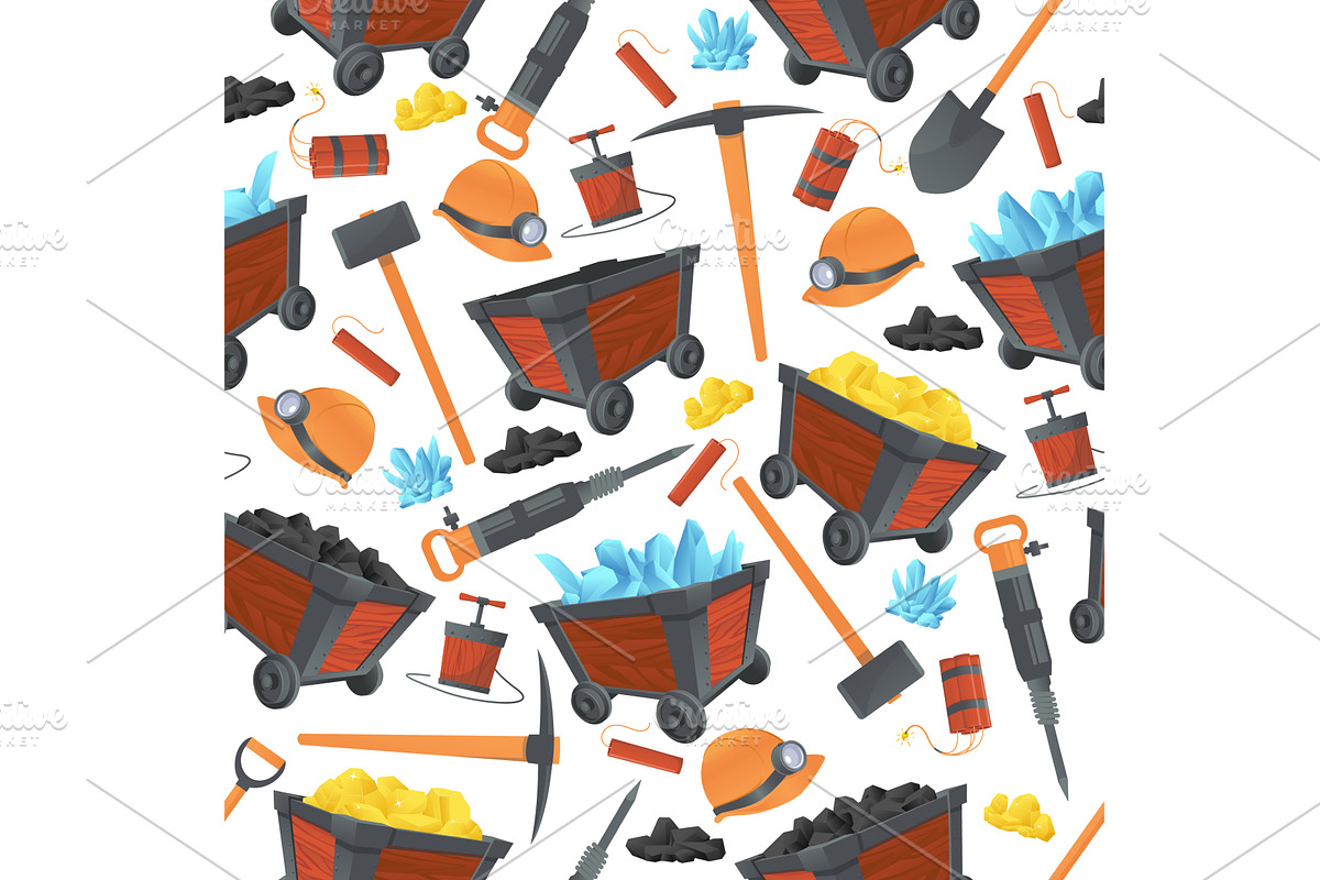 Miner tools. Mining seamless pattern, an Illustration by Vectorbuum