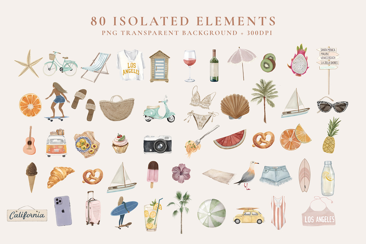 California Dreamin' - Summer clipart, a Graphic by Paper Flowers Studio (Photo 2 of 5)