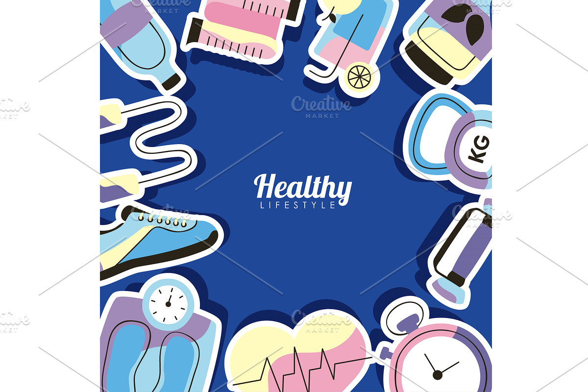 healthy lifestyle frame, a Sport Illustration by studiogstock