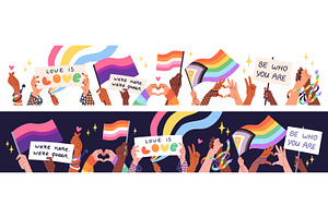 Pride month parade, LGBT banners, a Person Illustration by PaperTrident