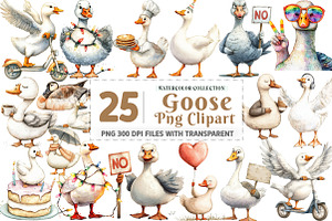 Watercolor Goose Clipart, an Illustration by Watercolor design