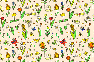 Spring Flowers Seamless Pattern