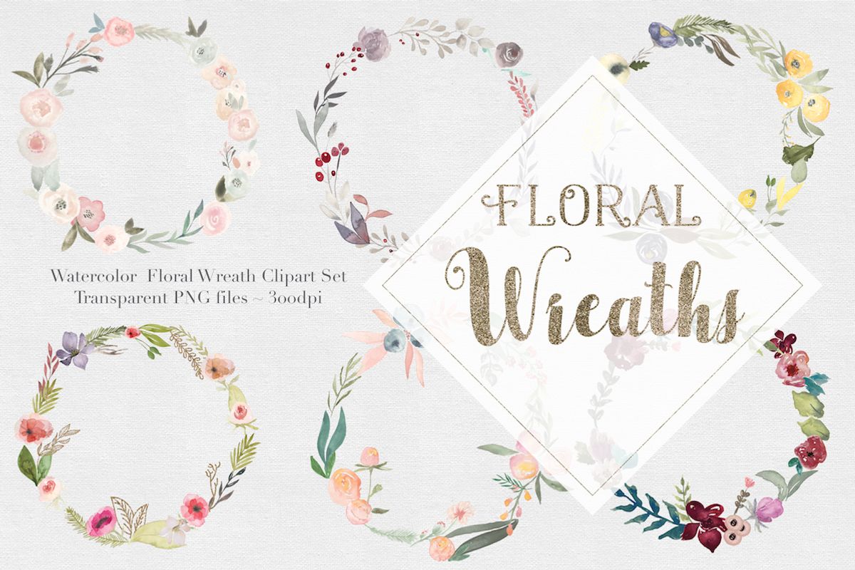Watercolor Floral Wreaths Vol.1, an Illustration by The Autumn Rabbit Ltd (Photo 1 of 4)