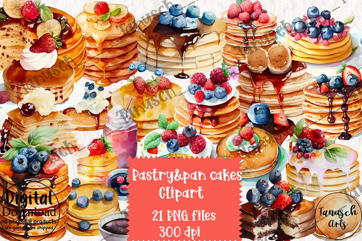 Watercolor pastry clipart Part 2, a Food Illustration by TanuschArts (Photo 6 of 6)