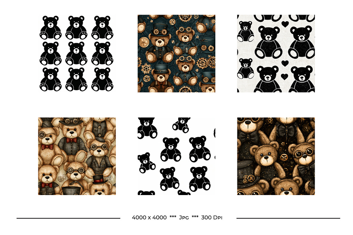 Teddy Bears in Retro Art Styles, a Pattern Graphic by karenfoleyphoto (Photo 11 of 13)