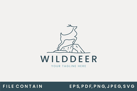 wild deer line art logo vector