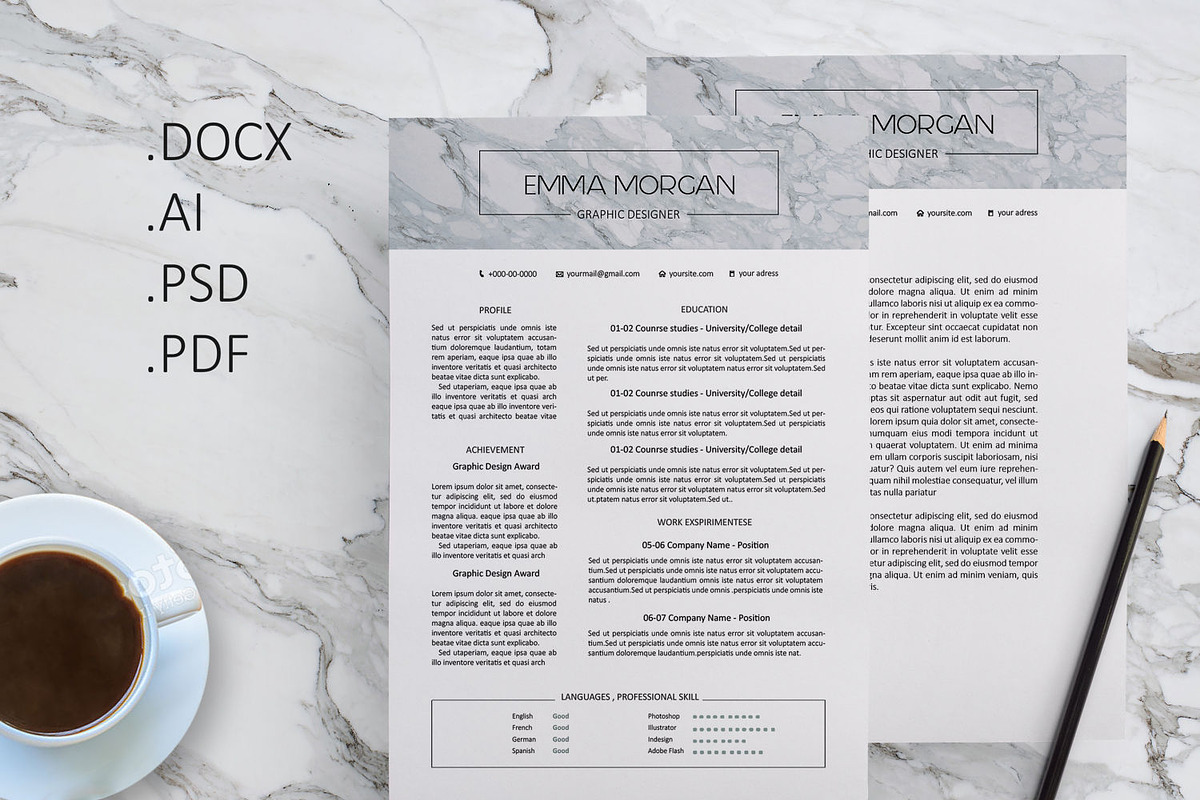 Marble CV / Resume Template / M, a Resume Template by Showy68 Template (Photo 1 of 3)