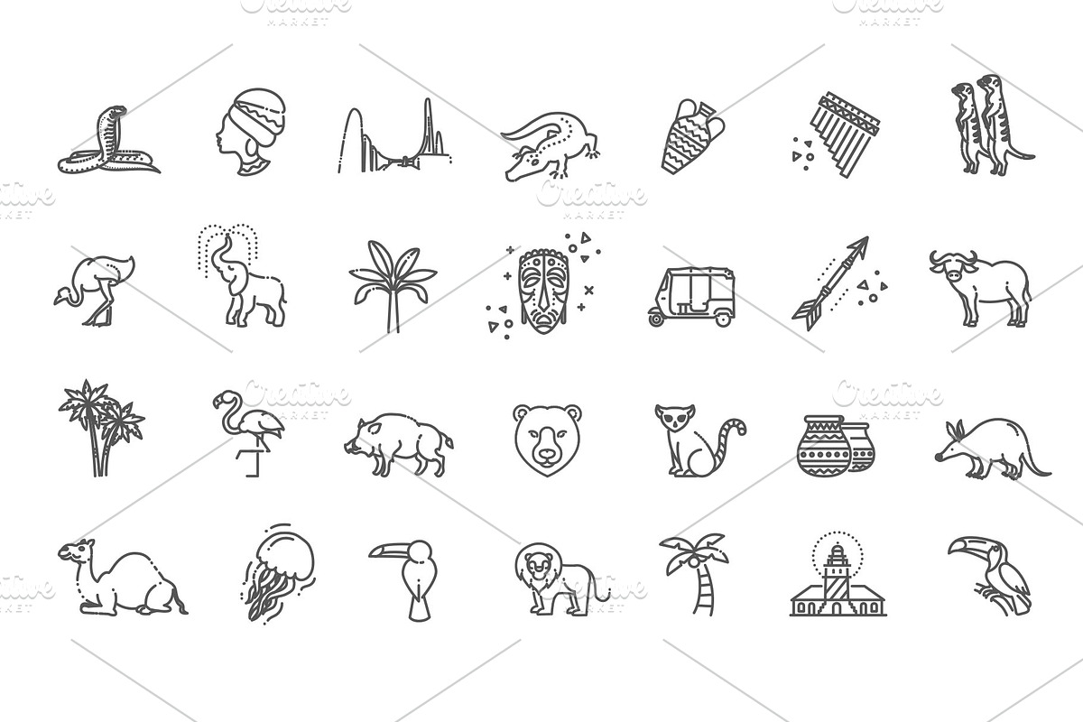 Africa Jungle Ethnic Culture Vector, an Animal Illustration by Tettygreen (Photo 4 of 4)